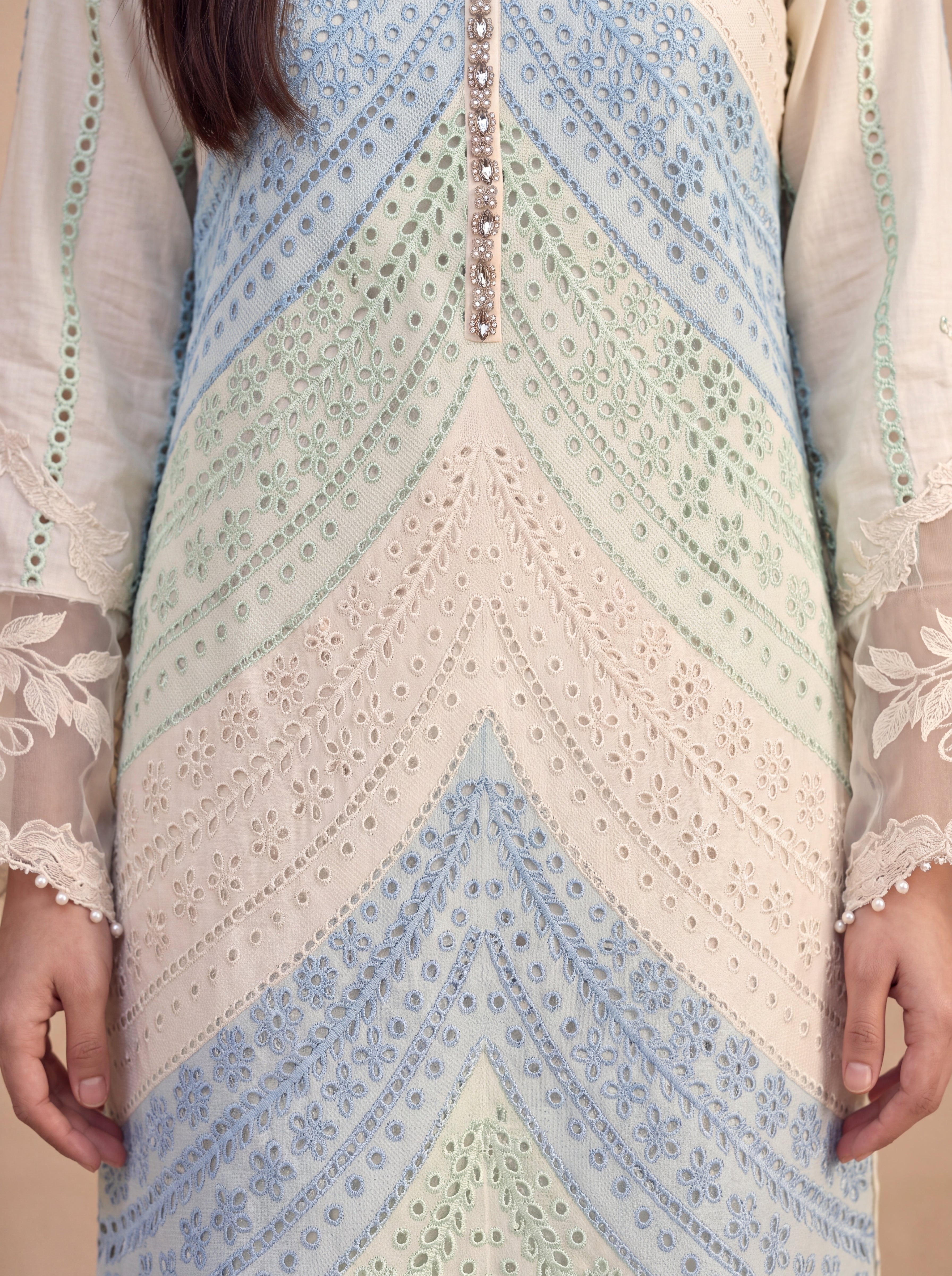 2PC Summer Embroidered Suit